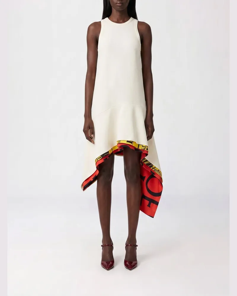 Loewe Asymmetrisches schulterfreies Crêpe-Minikleid für festliche Anlässe Weiß