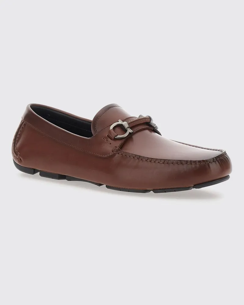 Ferragamo Driver-Loafer aus Kalbsleder mit Gancini-Horsebit aus Metall Braun