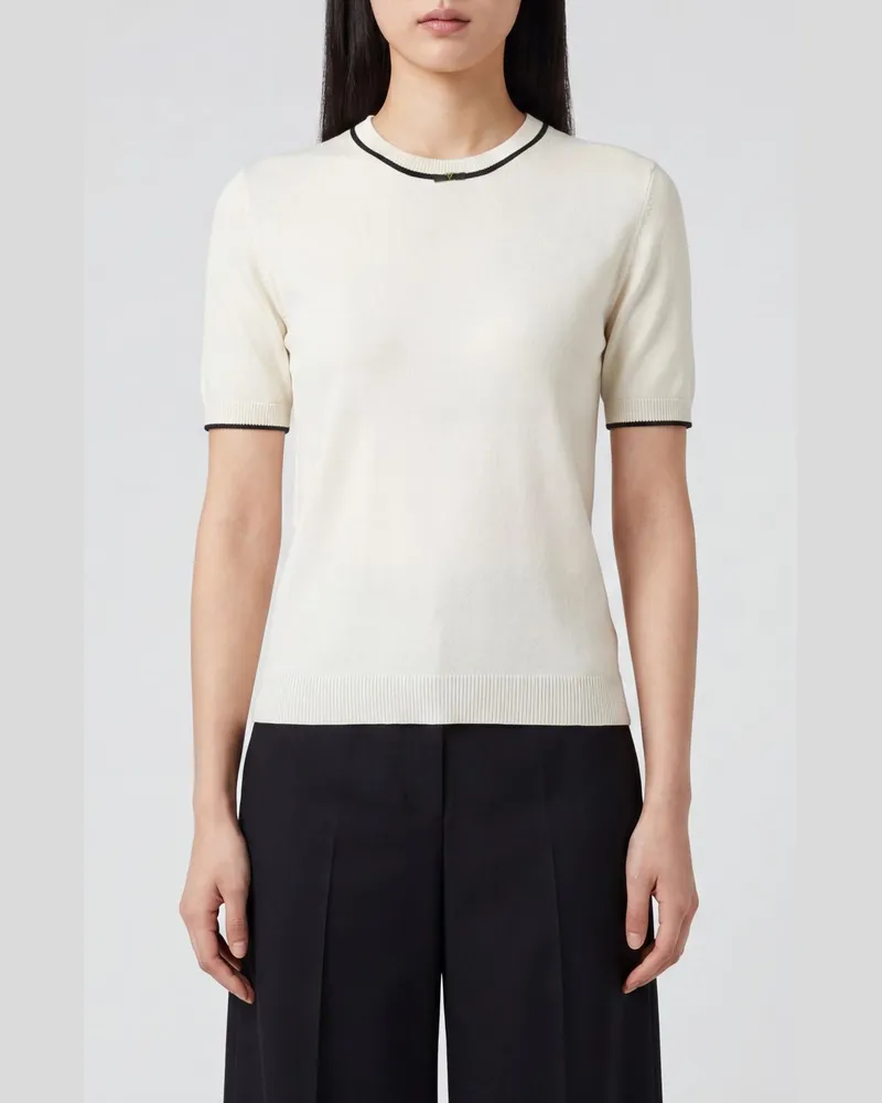 Valentino Garavani Wollpullover mit Rundhalsausschnitt, Schleife und VLogo Signature Ivory