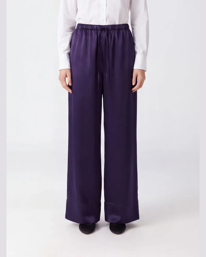 Liviana Conti Weit geschnittene Palazzo-Hose Grayson aus Satin von Blau