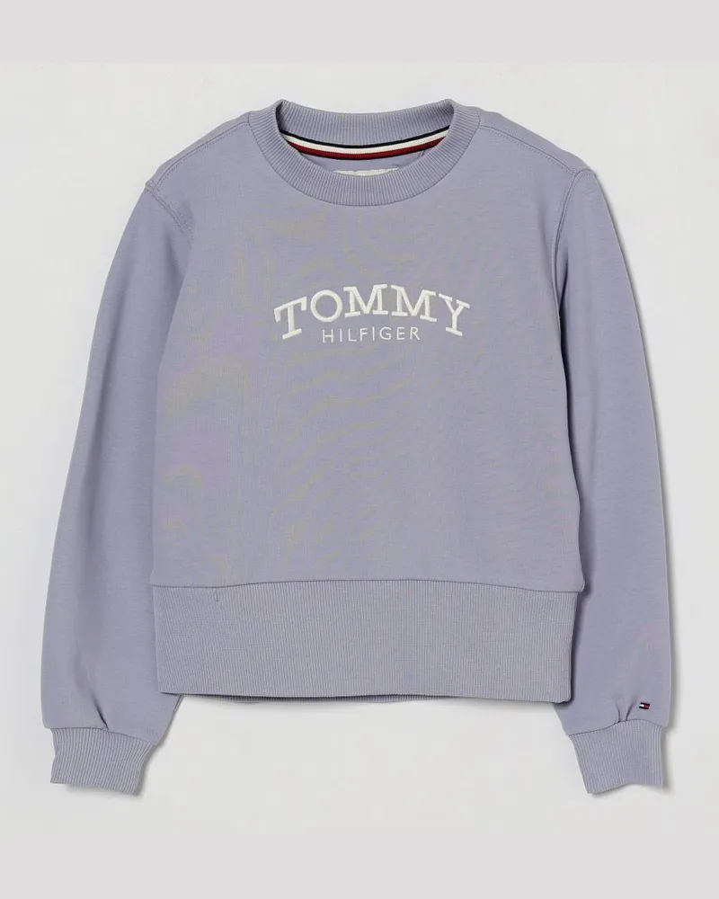 Tommy Hilfiger Baumwoll-Sweatshirt mit Rundhalsausschnitt für Jungen von mit gesticktem Logo Violett