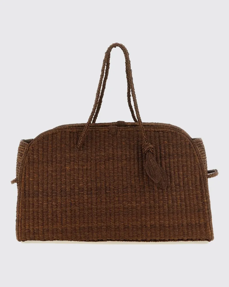 Jacquemus Le Turismo Schultertasche aus Bast mit doppeltem Henkel Braun