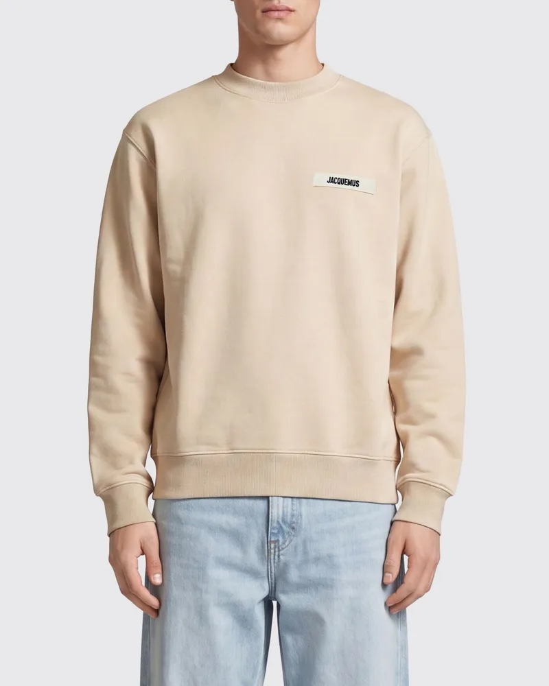 Jacquemus Sweatshirt mit Rundhalsausschnitt aus reiner Baumwolle und appliziertem Kontrastlogo Beige