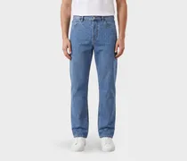 Straight-Leg Jeans aus Baumwolldenim mit Logo hinten