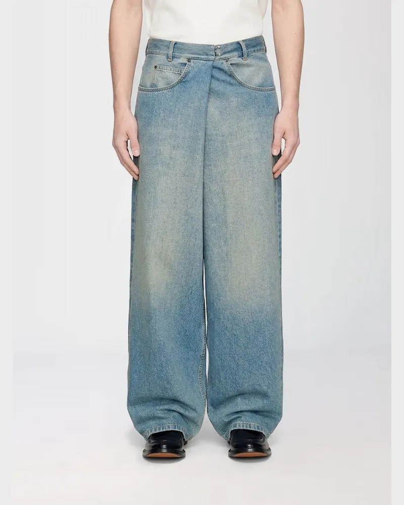 Maison Margiela Wrap-Jeans von mit weitem Bein aus Baumwoll-Denim Blau