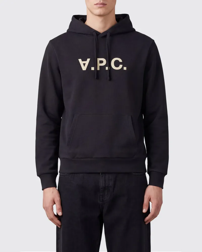 A.P.C. Hoodie aus Baumwolle mit Logo und Kängurutasche Schwarz