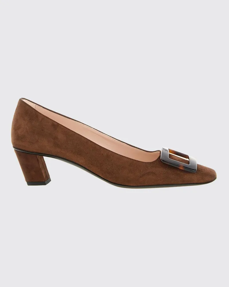 Roger Vivier Wildlederpumps von mit Schnalle und niedrigem Absatz Braun