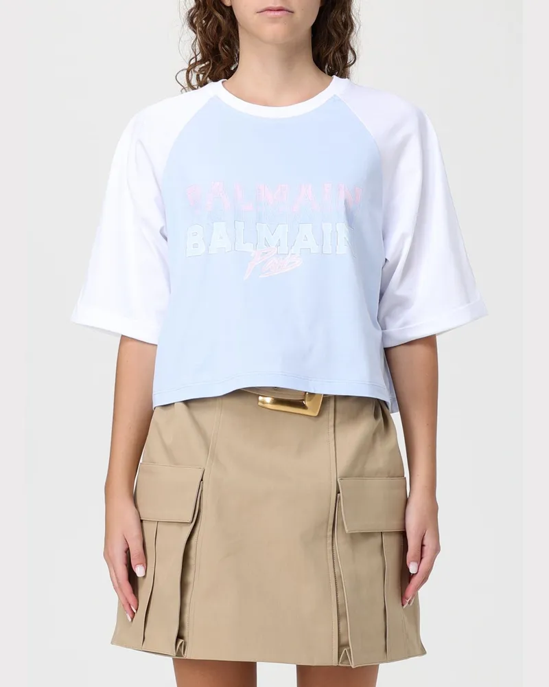 Balmain T-shirt damen Himmelblau