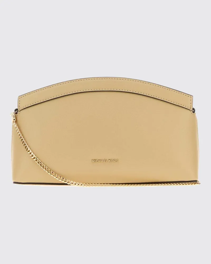 Michael Kors Athena Umhängetasche aus genarbtem Leder mit Metallkettenriemen Kaki