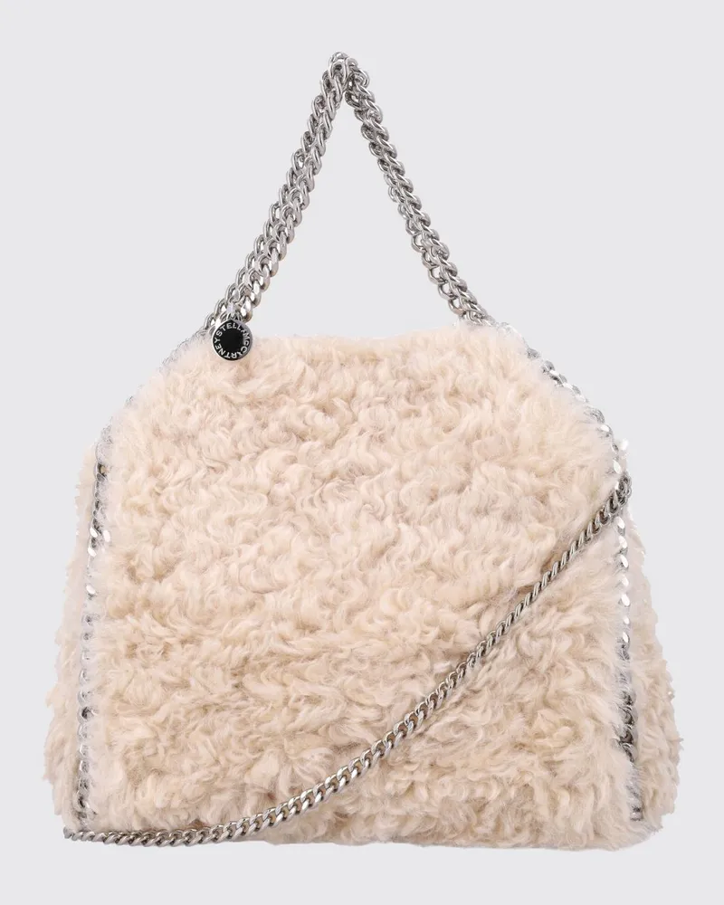 Stella McCartney Falabella-Handtasche aus veganem Shearling mit doppeltem Henkel Weiß