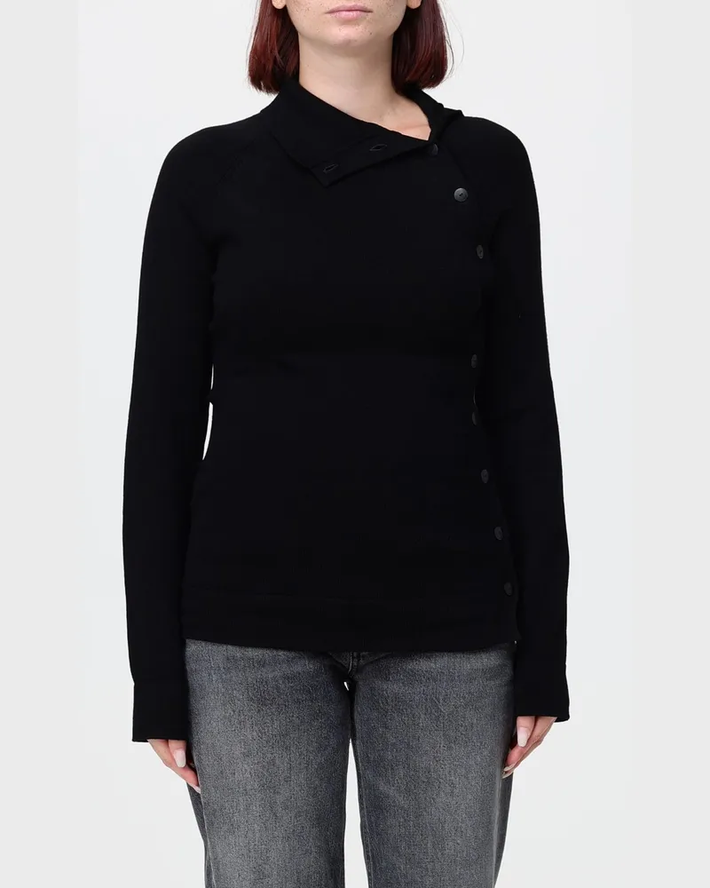 Dondup Slim Fit Viskose-Rollkragenpullover mit Schulterknöpfen Schwarz