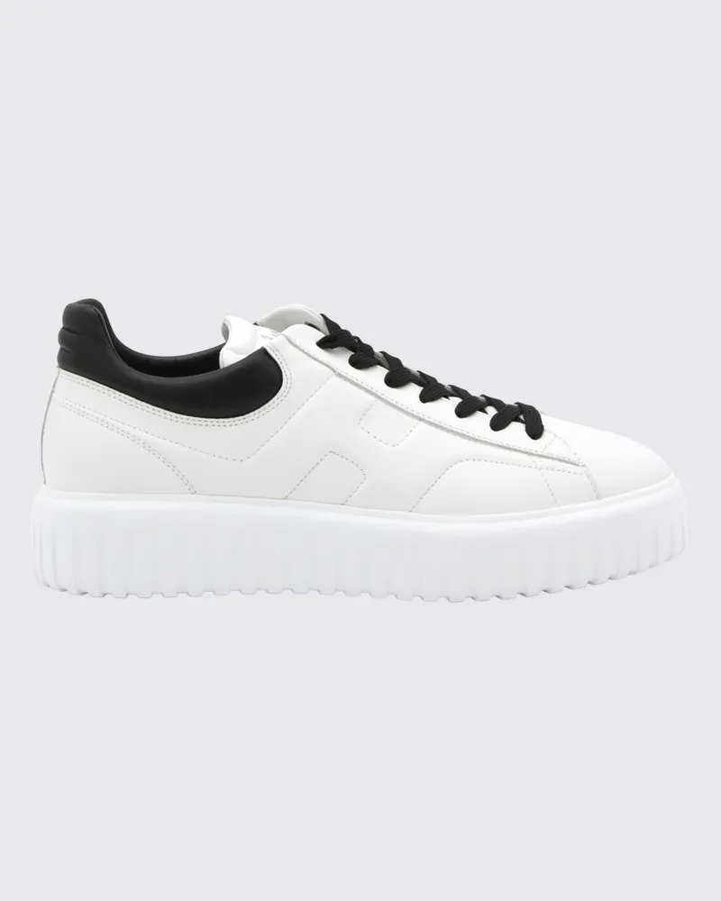 Hogan H-Stripes Plateau-Sneaker aus glattem Kalbsleder mit geprägtem Logo Weiß