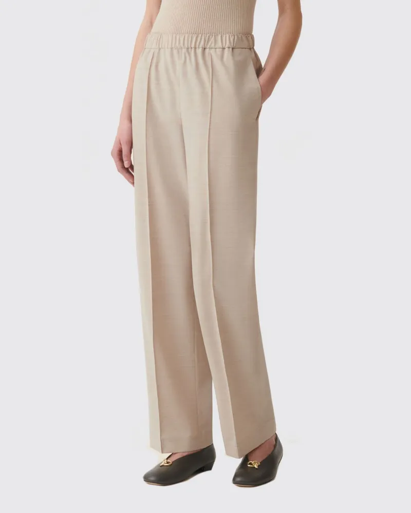 Fabiana Filippi Slim-Fit Skinny-Hose aus Wollmischung mit Monile-Detail Beige