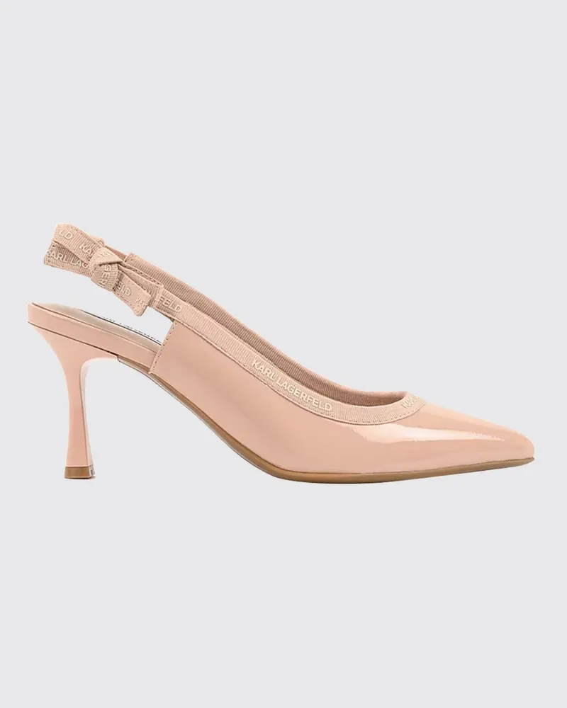 Karl Lagerfeld Slingback-Pumps aus Lackleder mit mittlerem Absatz und Schleife Pink