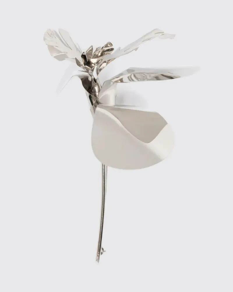 N° 21 Florale Zinkbrosche Silber