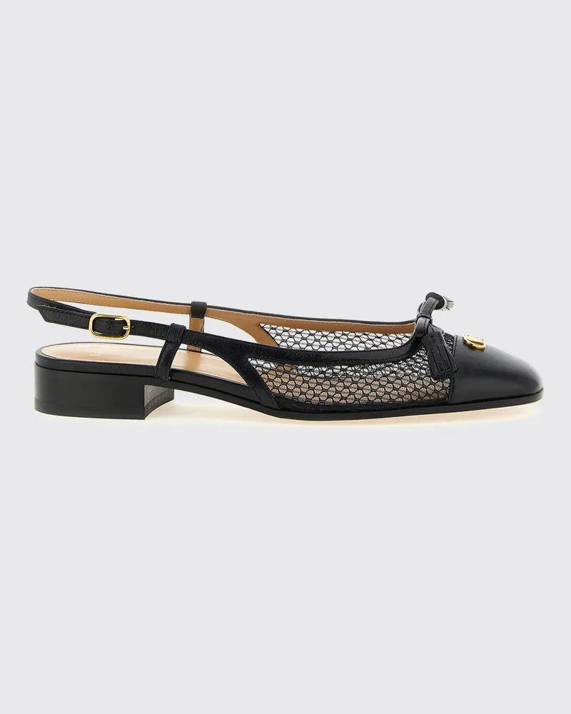 Valentino Garavani Valet Du Roi Ballerinas aus Leder und Mesh-Nylon Schwarz