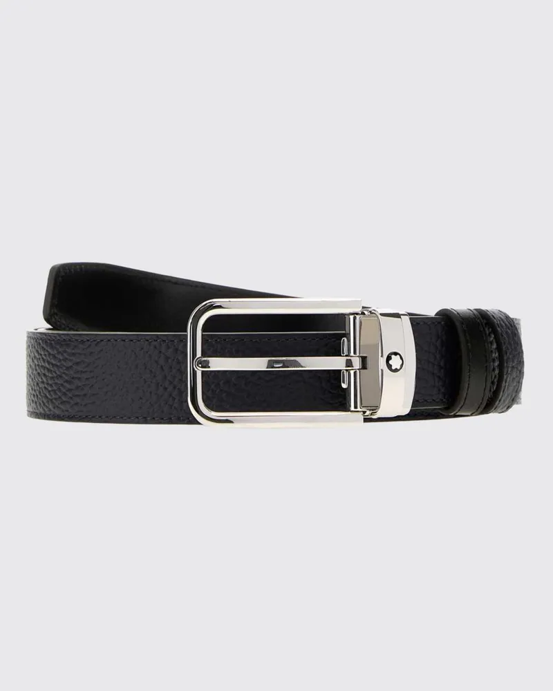 Montblanc 3 cm verstellbarer blauer Ledergürtel mit Dornschließe Blau
