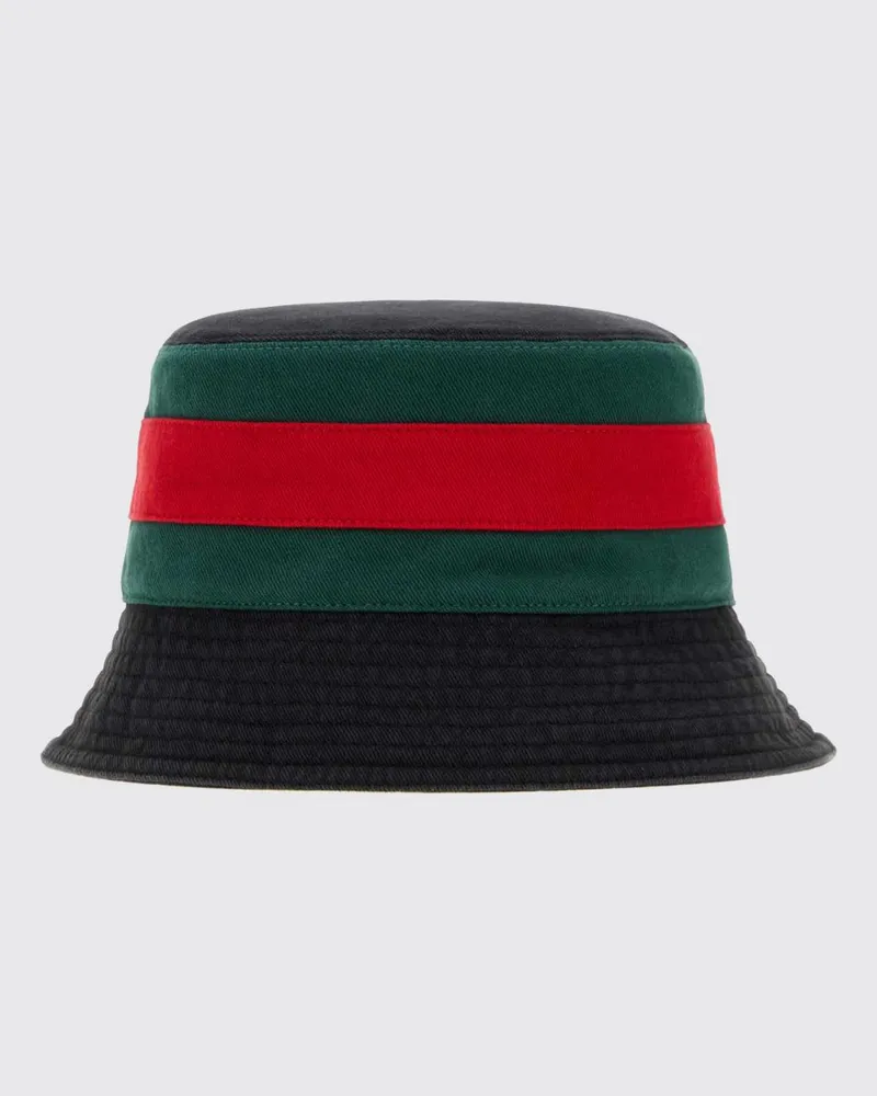 Gucci Bucket-Hat aus Baumwolltwill mit Webstreifen-Detail Schwarz