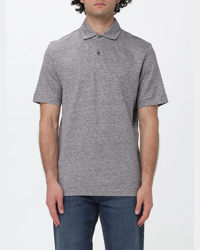 HUGO BOSS Polo aus Baumwolle und Leinen Braun