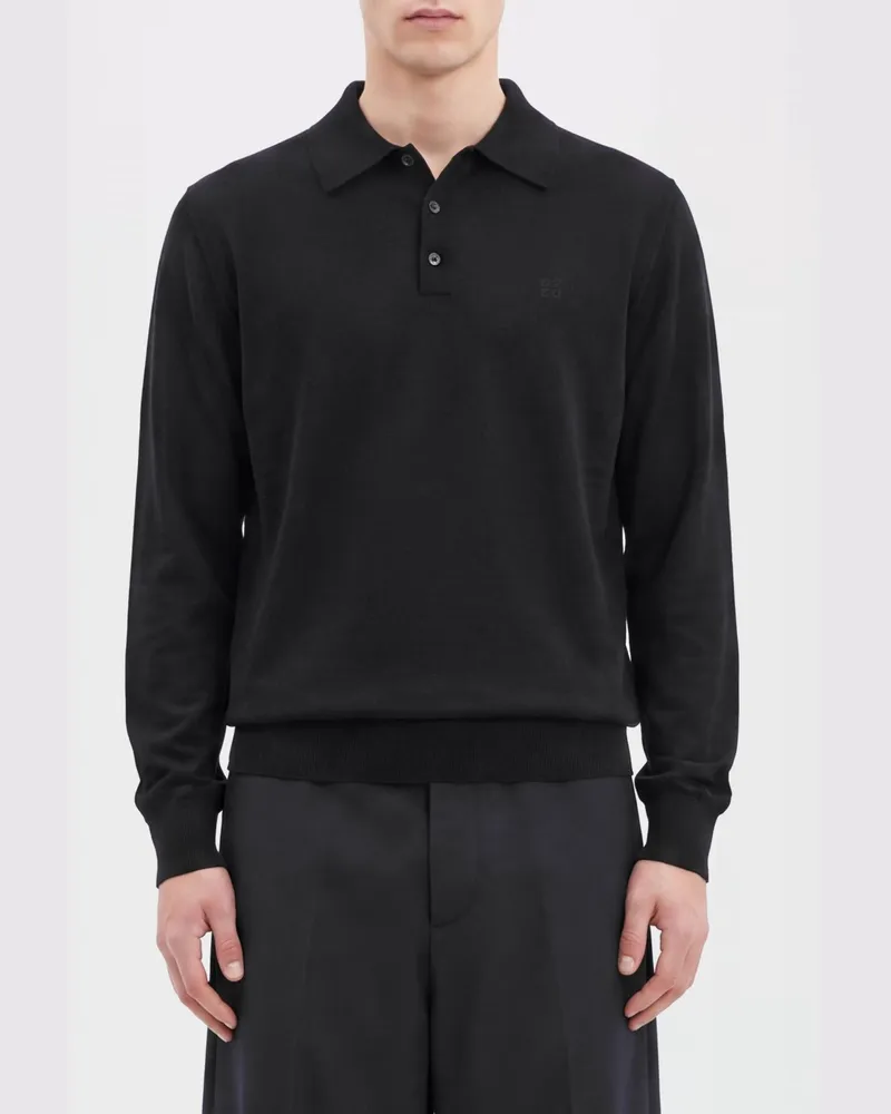 Dsquared2 Langärmliges Wollstrick-Poloshirt Schwarz