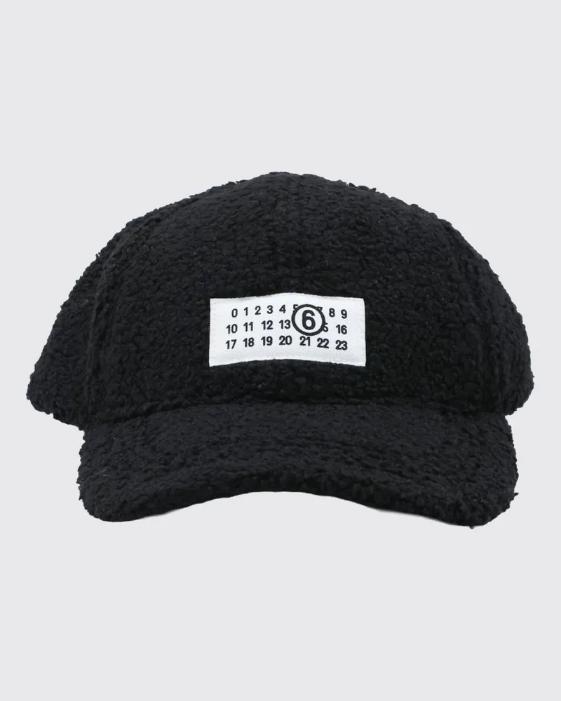 Maison Margiela Shearling-Baseballcap mit numerischem Logo Schwarz