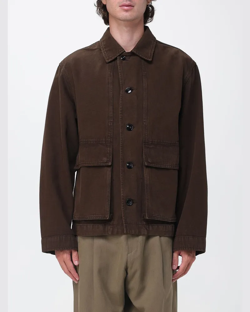Christophe Lemaire Einreihige leichte Baumwolljacke mit aufgesetzten Taschen Braun