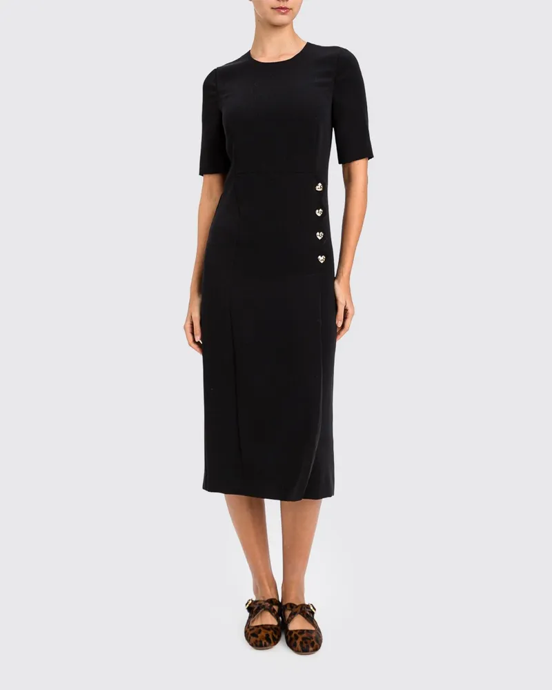 Twin-Set Midi-Etuikleid aus Jersey mit Strass und kurzen Ärmeln Schwarz