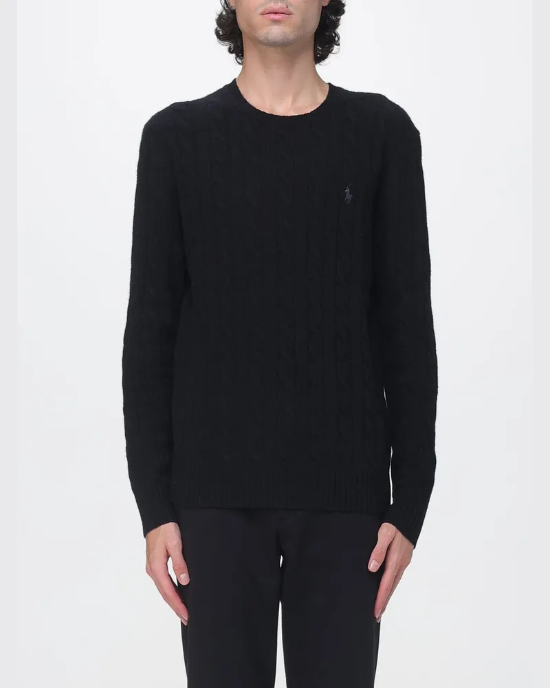 Ralph Lauren Pullover mit Rundhalsausschnitt aus Wolle und Kaschmir mit gesticktem Pony-Logo Schwarz