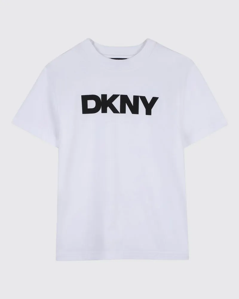 DKNY T-Shirt für Jungen aus Baumwolle und Elasthan mit kontrastierendem Logo-Print Weiß