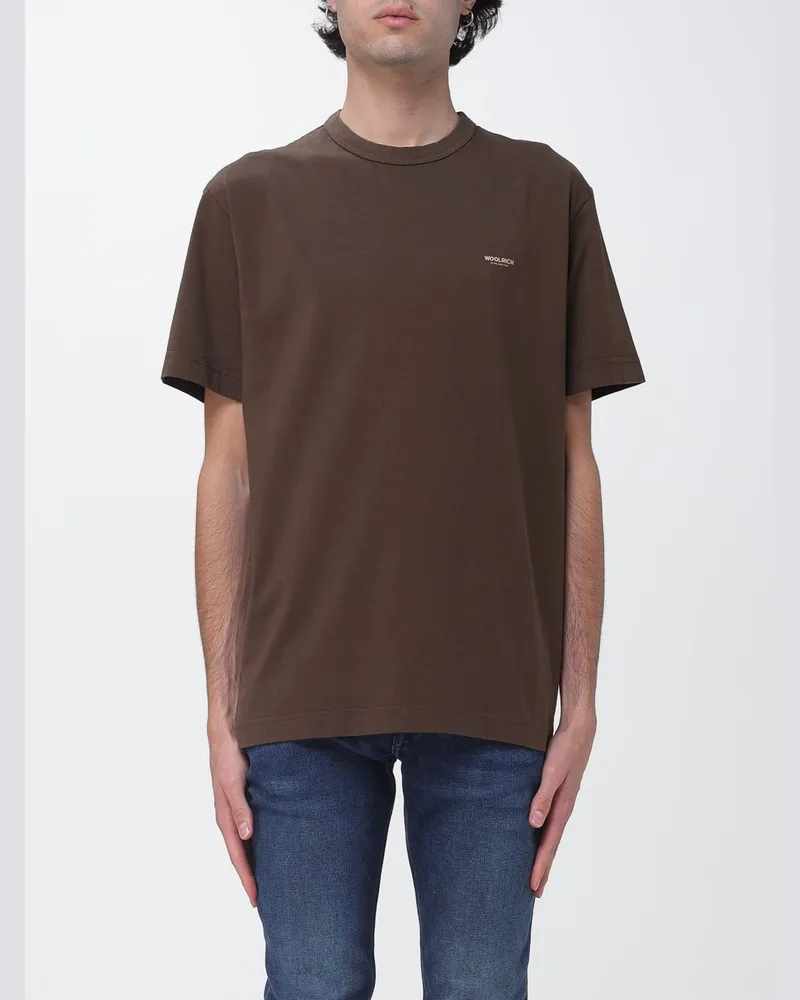 Woolrich Rundhals-T-Shirt mit Logo Charcoal