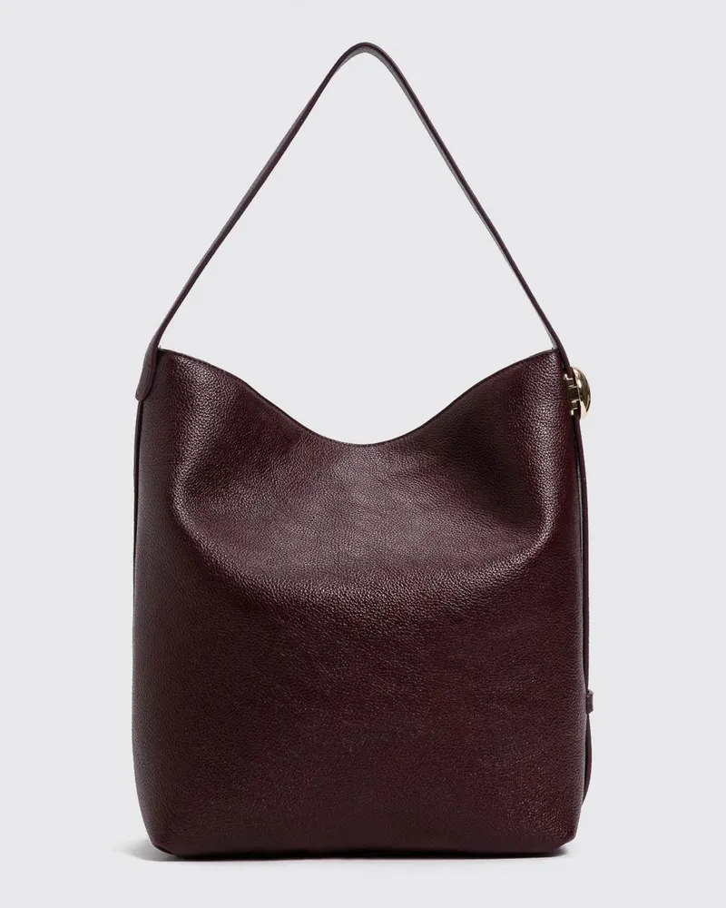 Twin-Set Schultertasche aus Kunstleder mit flachem Henkel und Reißverschluss Burgunderrot