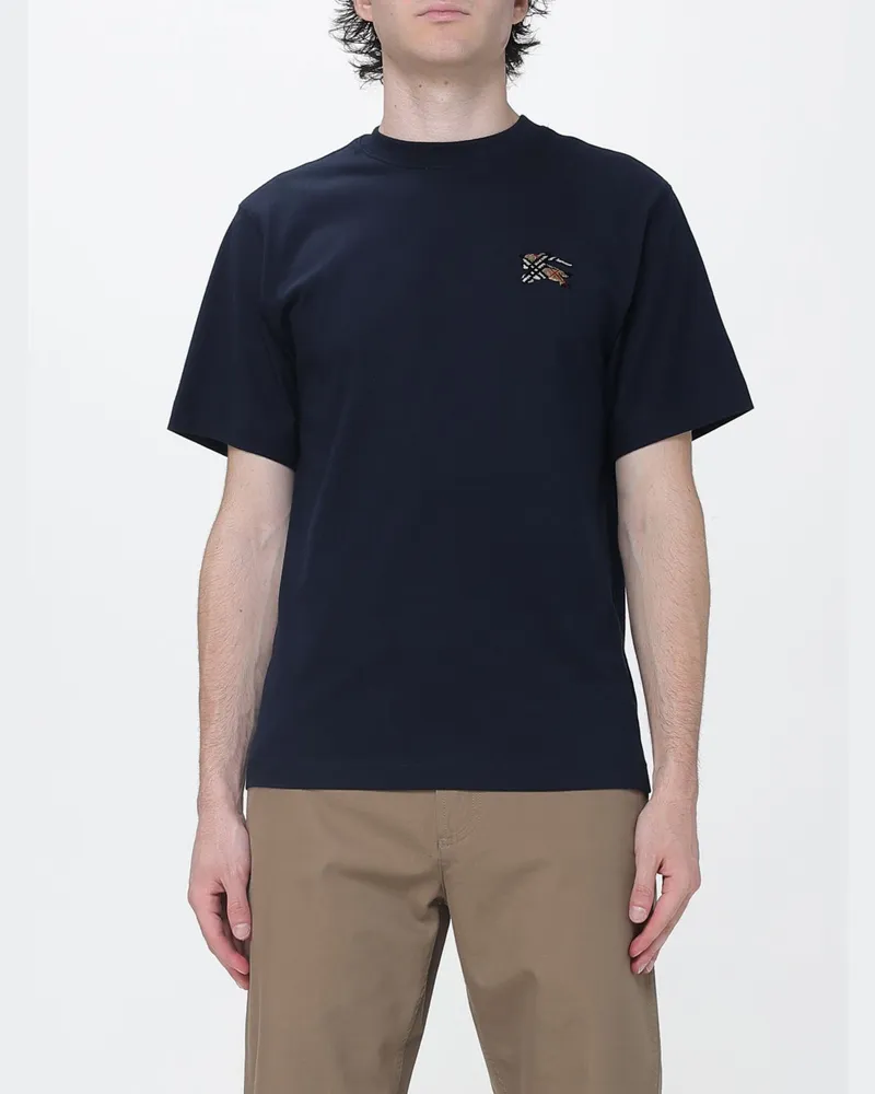 Burberry Baumwoll-T-Shirt mit Rundhalsausschnitt und Equestrian Knight-Logo Navy