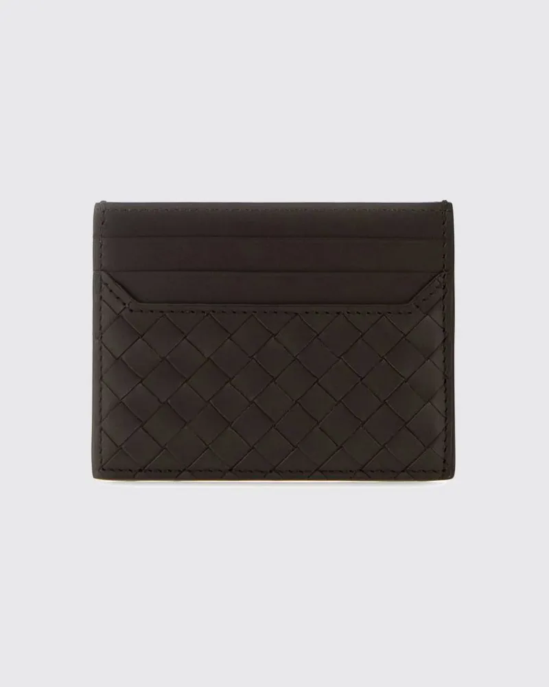 Bottega Veneta Flaches Kartenetui aus geflochtenem Kalbsleder Braun