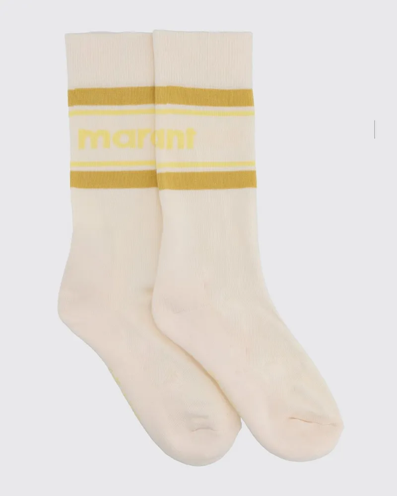 Isabel Marant Jacquard-Logo Stretch-Baumwollsocken Gelb
