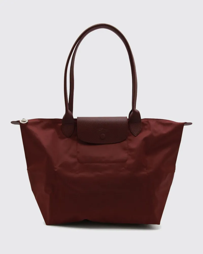 Longchamp Le Pliage One Große Schulter-Tragetasche aus recyceltem Nylon Burgunderrot