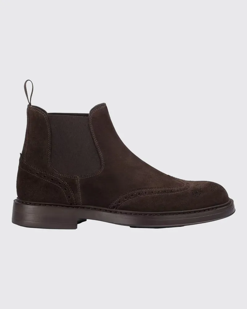 Doucal´s Chelsea-Boots aus Kalbveloursleder mit Zuglasche Braun