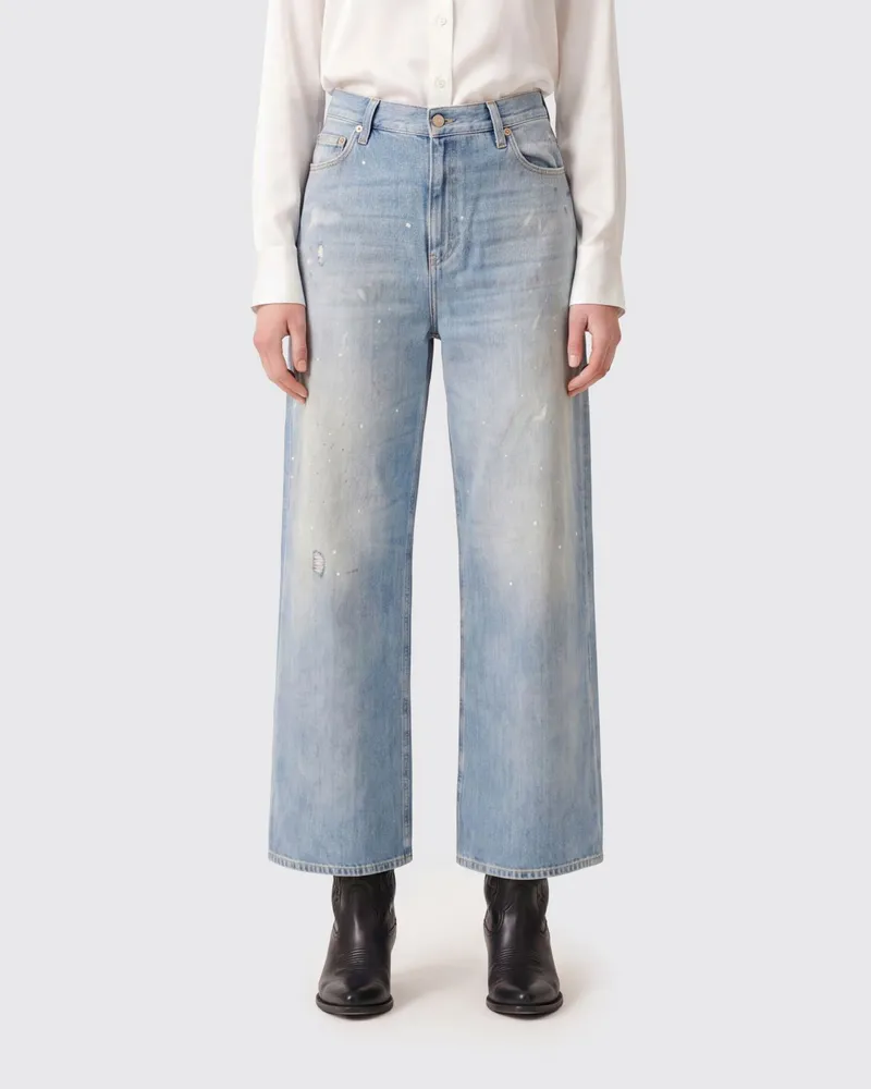 Golden Goose Jeans mit hohem Bund und weitem Bein aus Baumwolldenim Blau