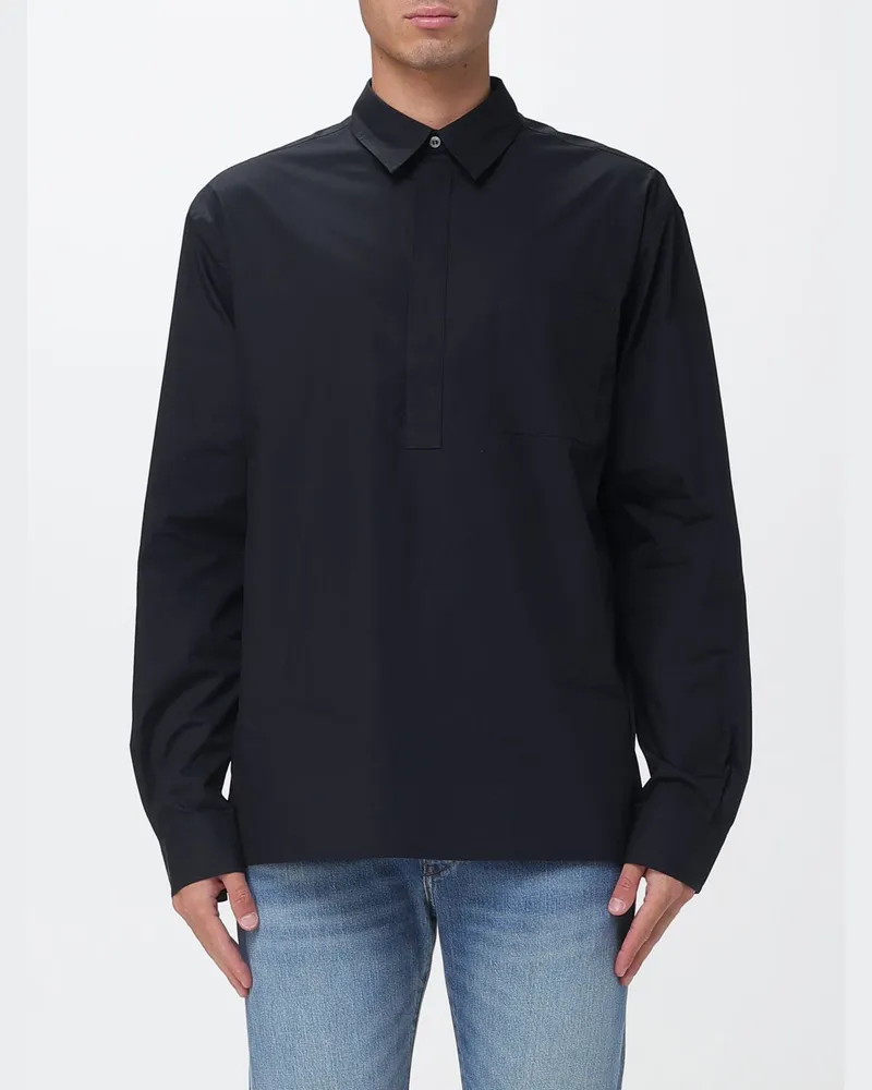 Paolo Pecora Milano Basic-Hemd aus Baumwollpopeline Schwarz