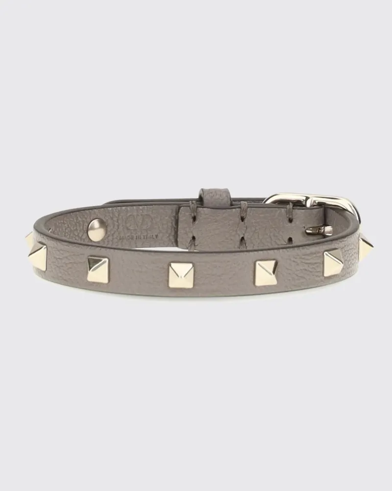 Valentino Garavani Rockstud-Armband aus Ziegenleder mit Nieten Grau