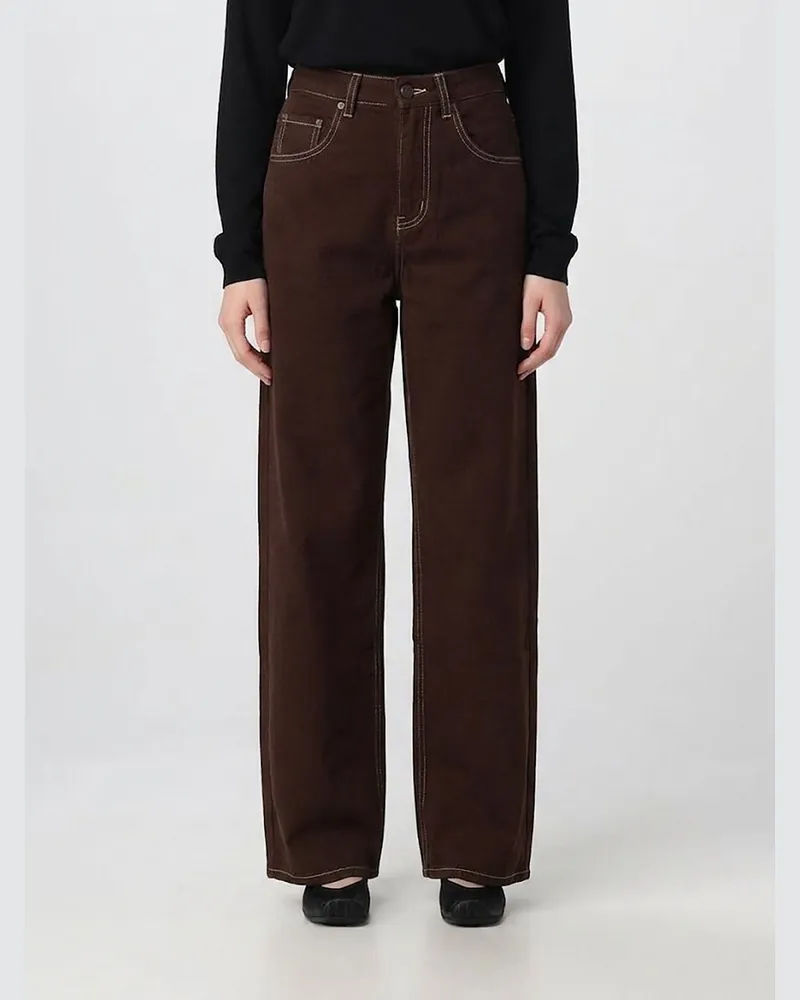 Uma Wang Weit geschnittene Hose Phyllis von aus Wollmischung mit hoher Taille Braun