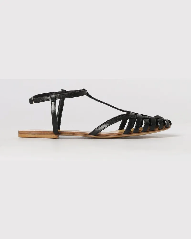 Anna F. Wildleder-Sandalen Schwarz