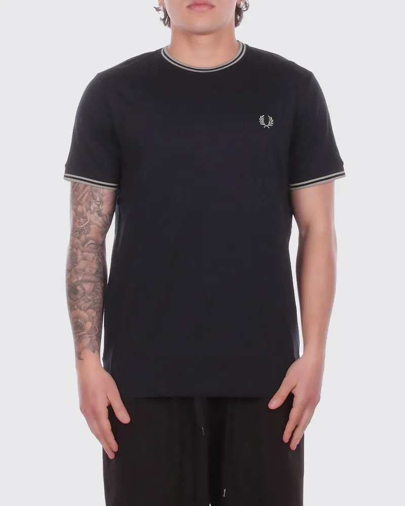 Fred Perry Baumwoll-T-Shirt mit Logo Navy