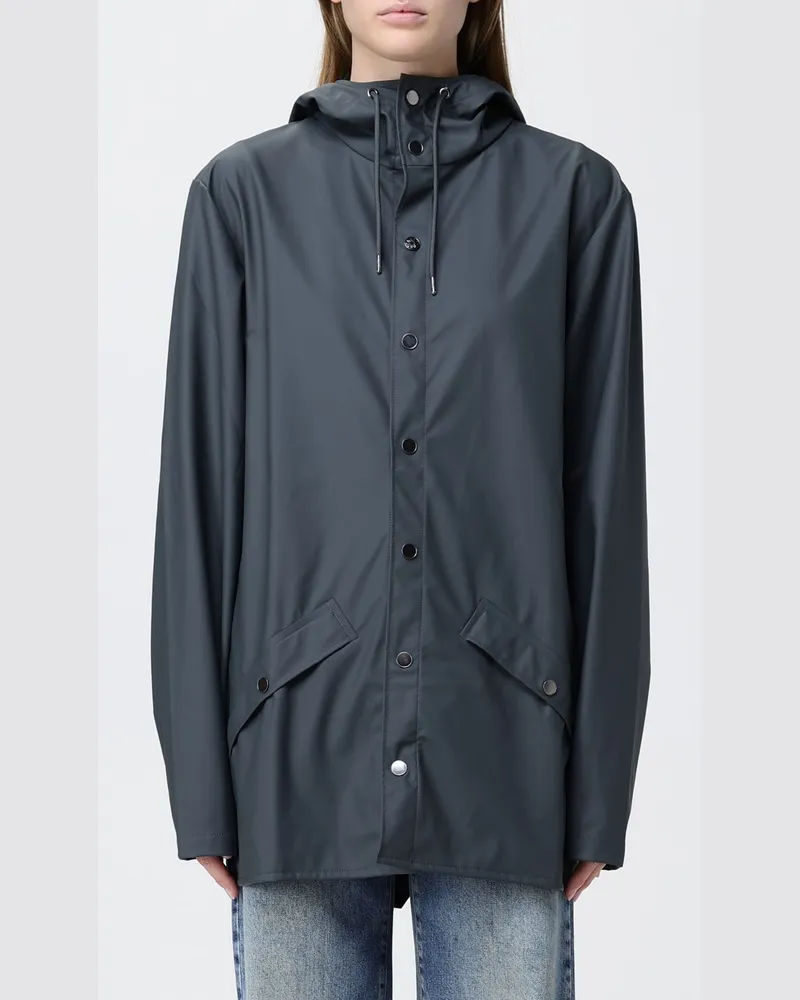 RAINS Wasserdichter Kapuzen-Regenmantel aus Polyester Charcoal