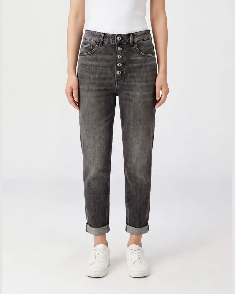 Dondup Koons High-Waist Straight-Leg Cropped Jeans aus Baumwolldenim Schwarz