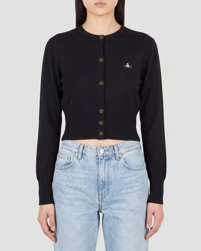 Vivienne Westwood Slim-Fit-Cardigan Bea von mit kontrastierender Orb-Logo-Stickerei Schwarz