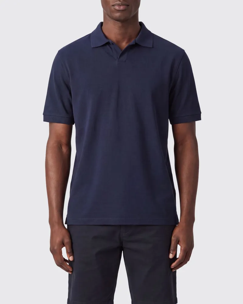 Herno Kurzärmeliges Poloshirt aus Baumwolle mit klassischem Kragen und V-Ausschnitt Blau