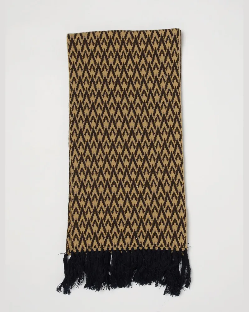 Valentino Garavani Schal aus reiner Schurwolle mit Jacquard-Logo und Fransen Camel