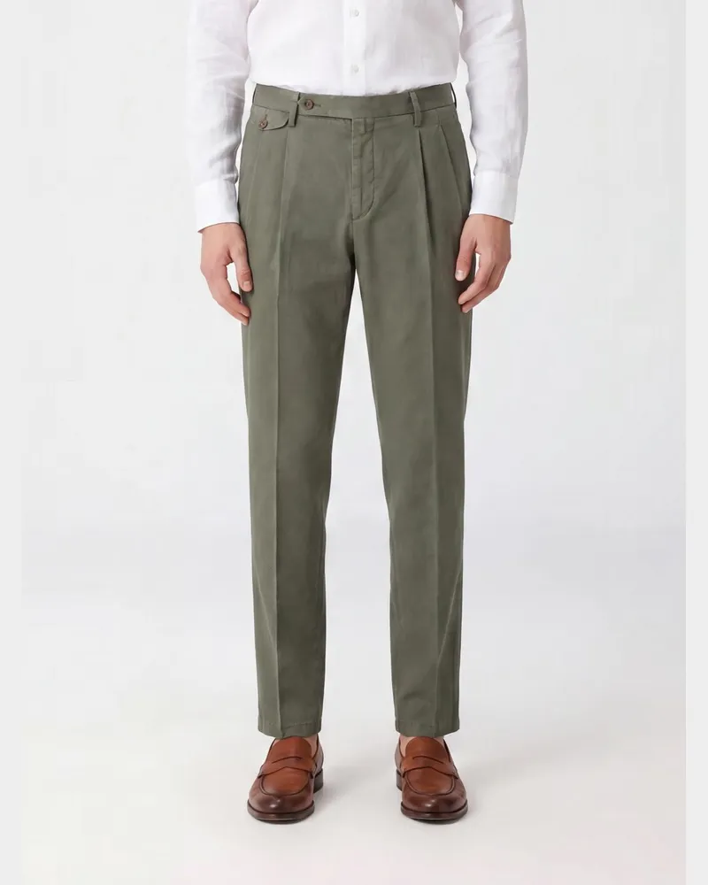 Briglia 1949 Slim Fit Chino-Hose aus einer Baumwoll-Leinen-Mischung Grün