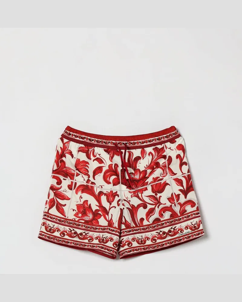 Dolce & Gabbana DOLCE  GABBANA Badeshorts für Jungen Dolce & Gabbana aus Funktionsstoff mit Majolika-Print Ruby