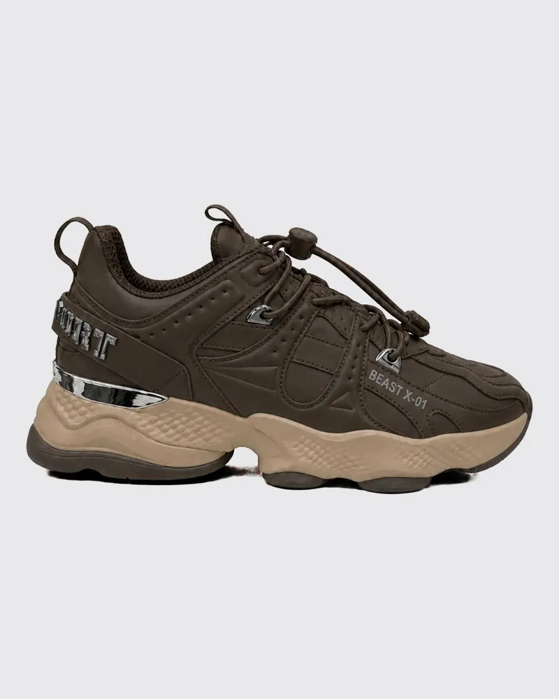Philipp Plein Runner Beast X-01 Low-Top-Sneaker mit Kordelzugverschluss Braun
